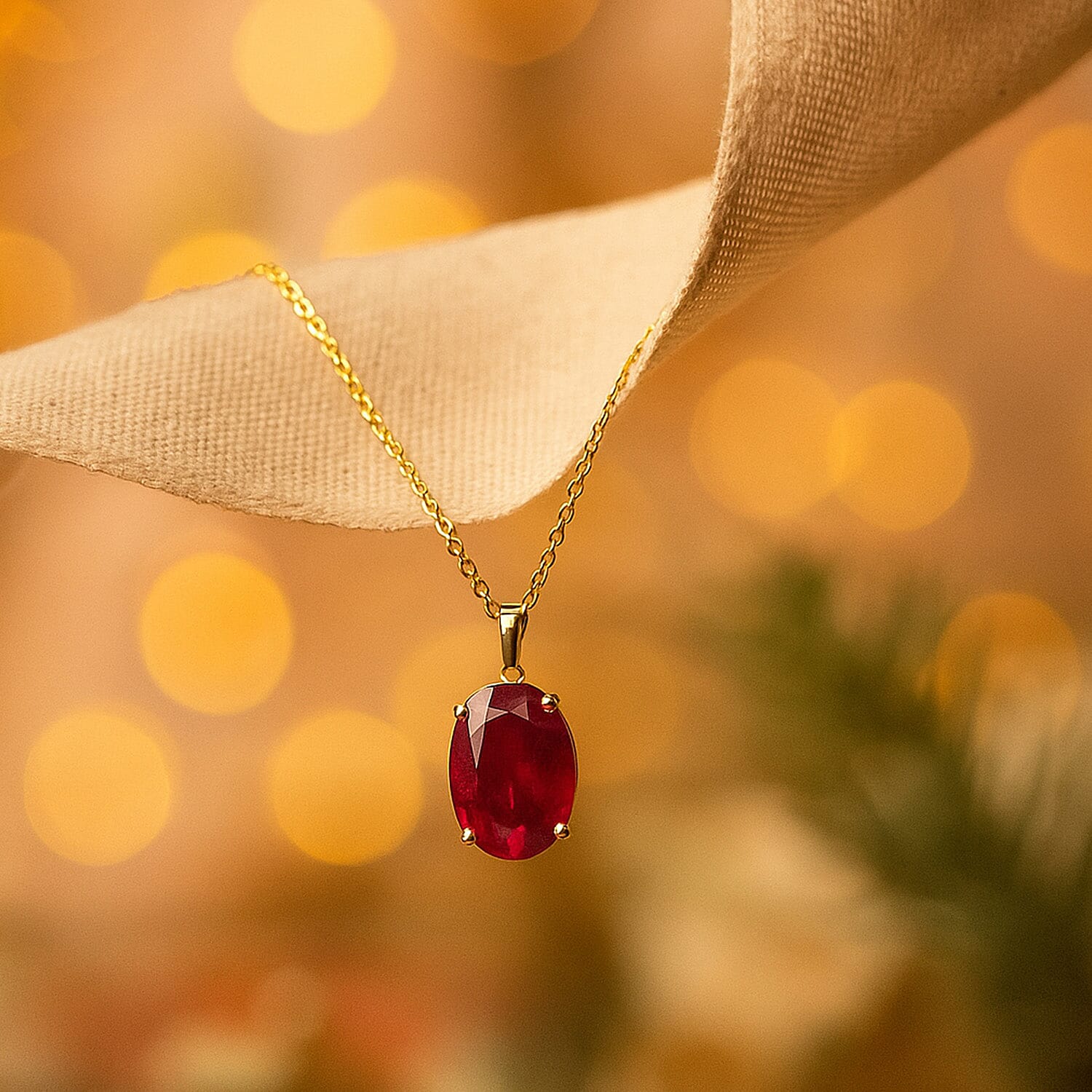 9K Yellow Gold AA African Ruby Solitaire Pendant 20.59 Ct.